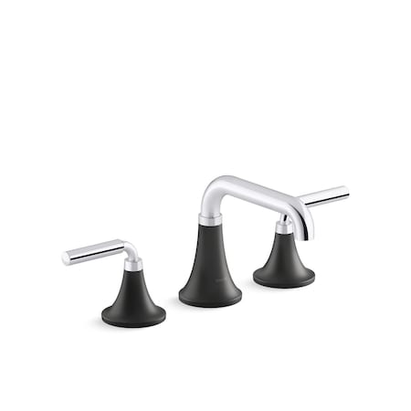 Kohler Tone Widespread Bathroom Sink Fct Polished Chrome with Matte Black, 1.2 gpm K-27416-4-CBL